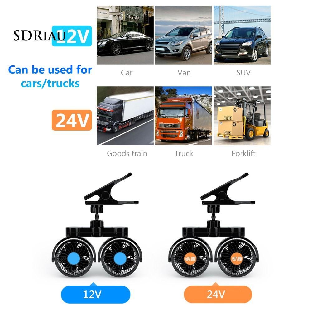 Quạt Làm Mát Xoay Hai Đầu 12 / 24v Cho Xe Hơi