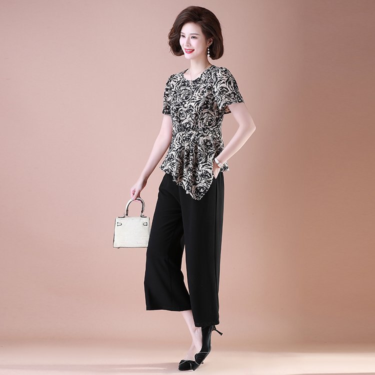 Bộ Đồ Hoa Thời Trang Mùa Hè Cho Mẹ AB38 - Hàng Quảng Châu Cao Cấp