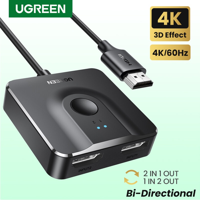 Bộ gộp tín hiệu HDMI 2 vào 1 ra Ugreen 70607 CM311 Switch HDMI 2.0 4K@60Hz hàng chính hãng
