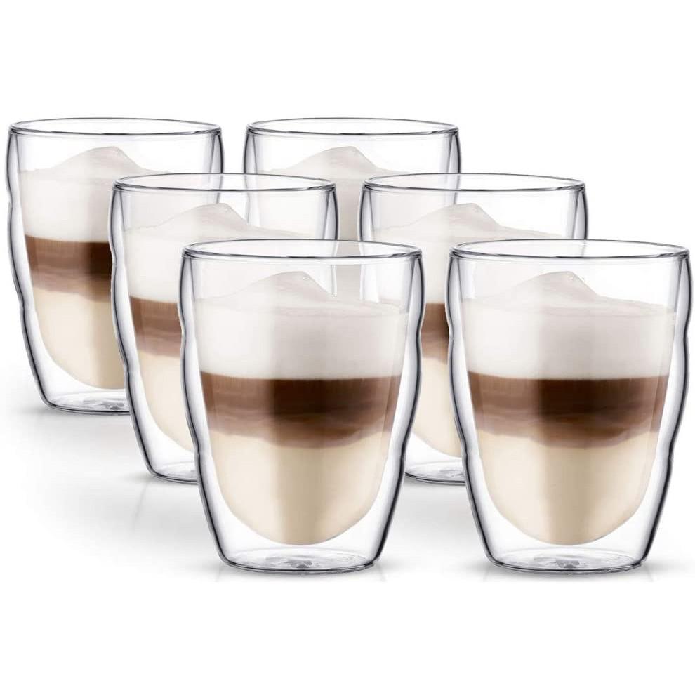Bộ 6 Cốc Thủy Tinh BODUM PILATUS, Set Cốc Đẹp Uống Cà Phê, Nước Trái Cây, 250ml, Nhập Đức