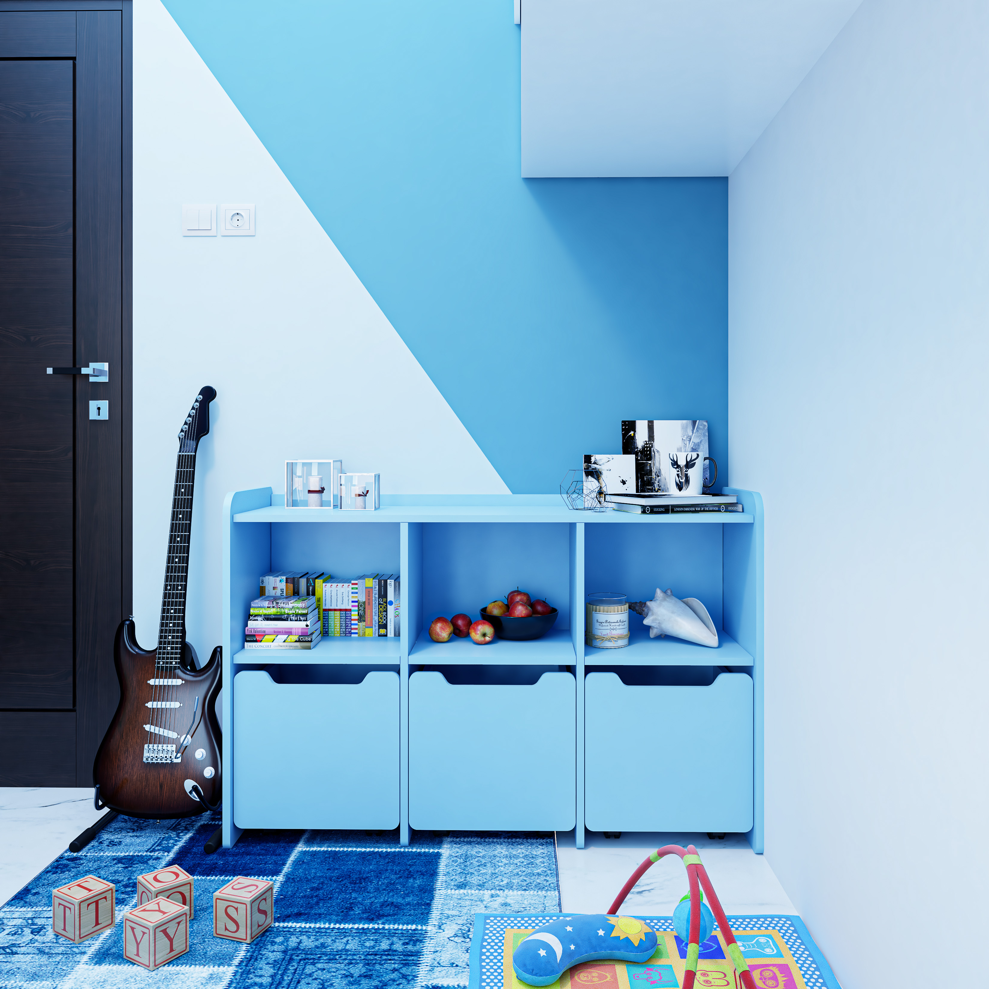 [Happy Home Furniture] KID, Tủ lưu trữ cho trẻ em có bánh xe, 120cm x 36cm x 80cm ( DxRxC), THK_165