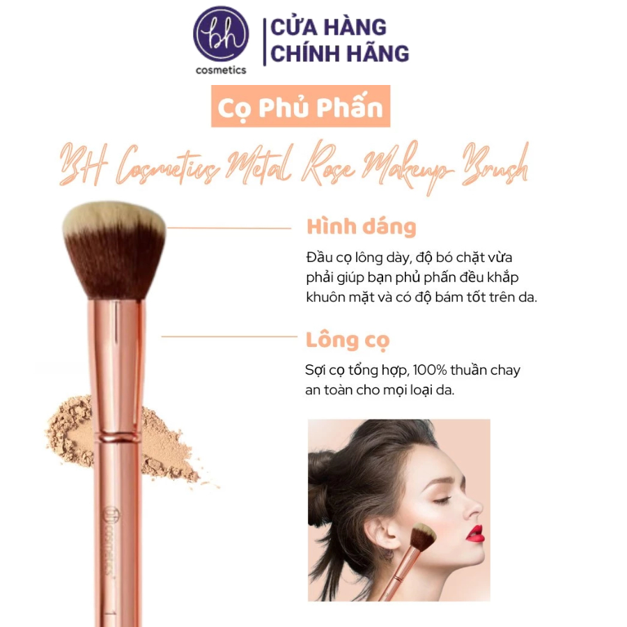 Cọ phủ phấn Bh Cosmetics Metal Rose 01