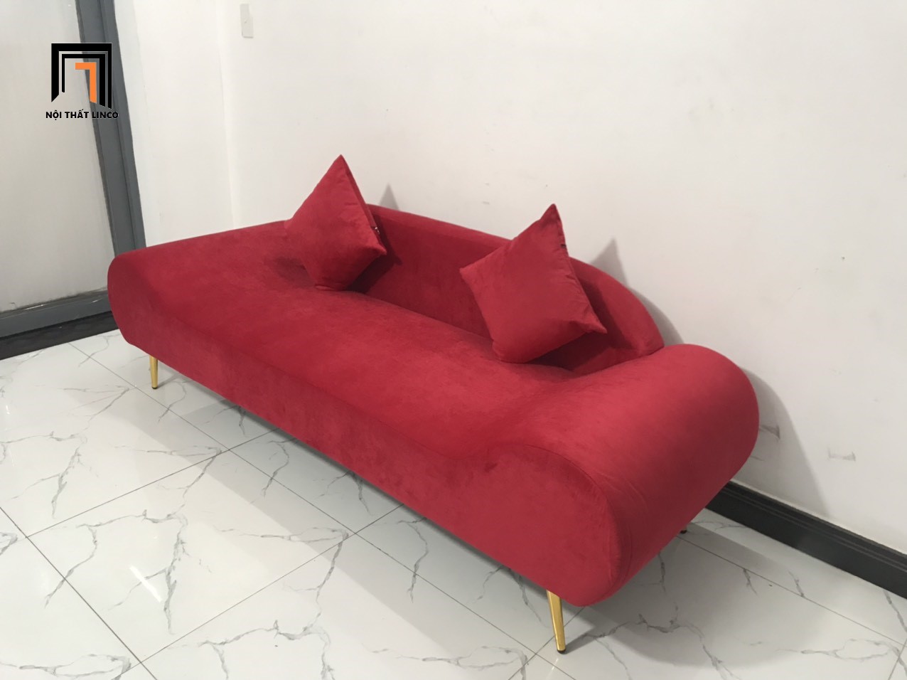 Ghế sofa băng thuyền thư giãn đỏ đô vải nhung nhiều kích cỡ