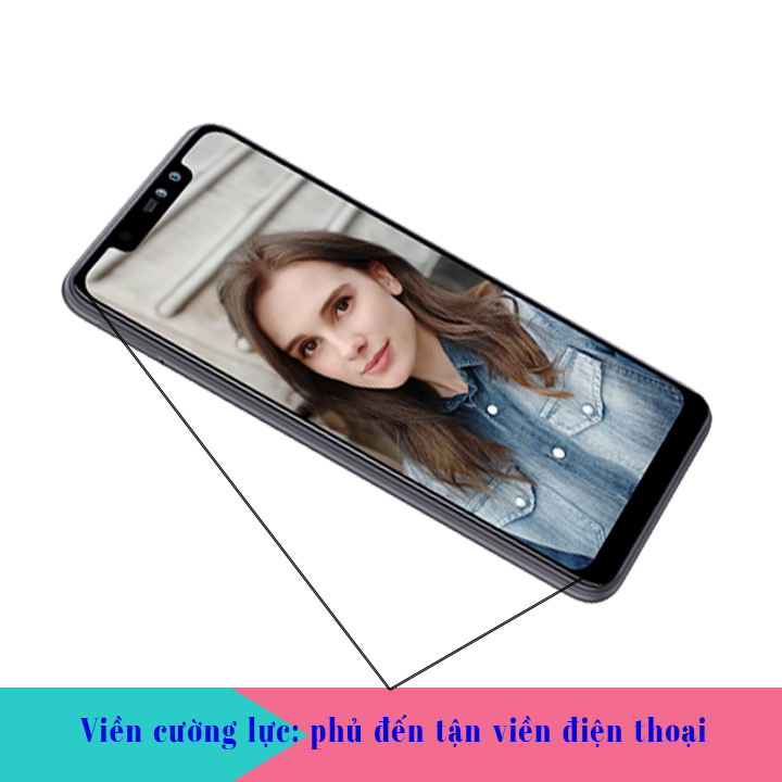 Kính Cường Lực cho Xiaomi Redmi Note 6 Pro - Full màn hình - Màu Đen - Hàng Chính Hãng