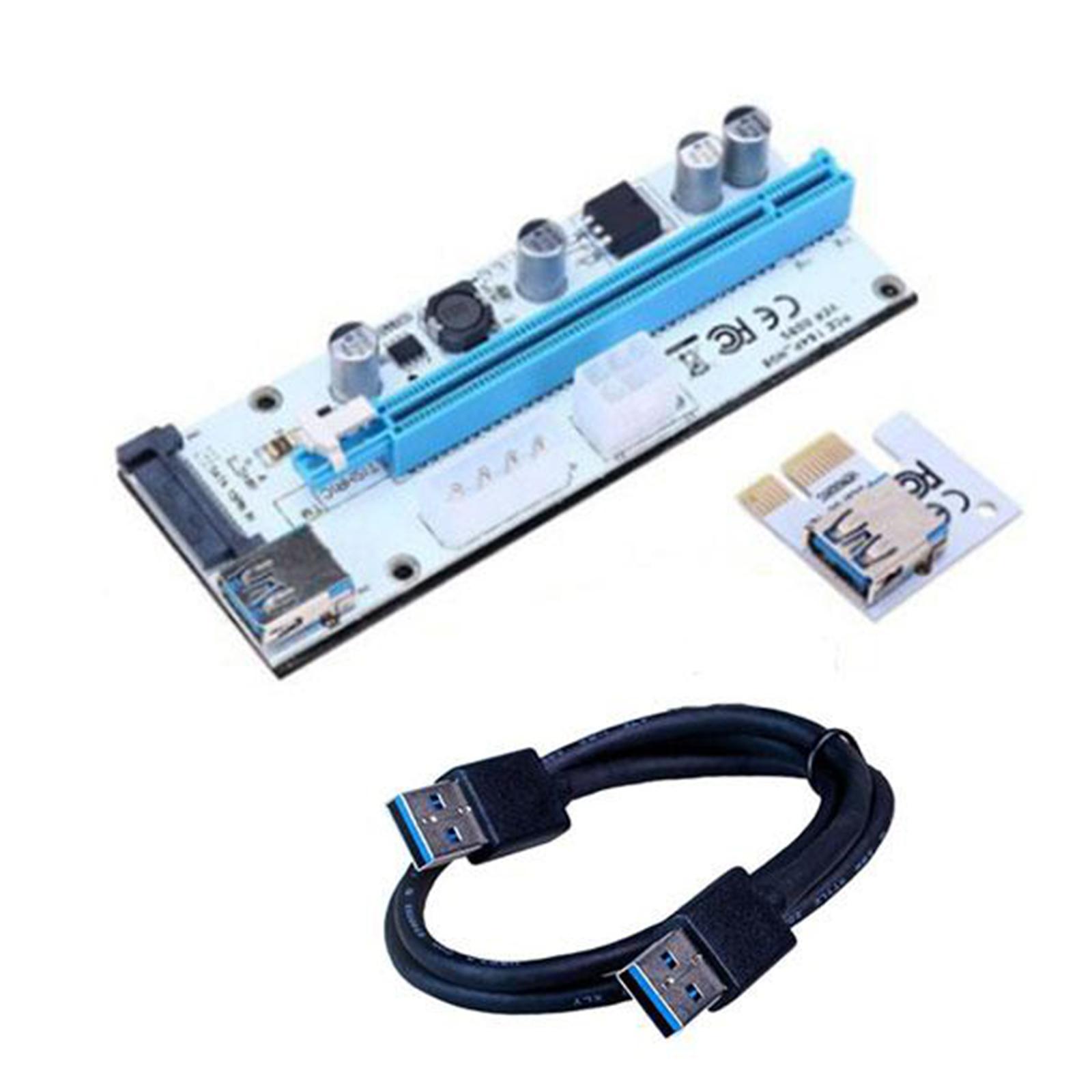 PCI-E Riser Card 008s 4Pin SATA 6PIN 1x to 16x Adapter Card USB3.0 3x