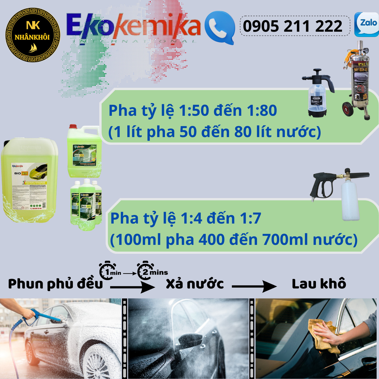 Bio 25 - 1 lít - Dung dịch rửa xe không chạm - Nước rửa xe bọt tuyết - Ekokemika