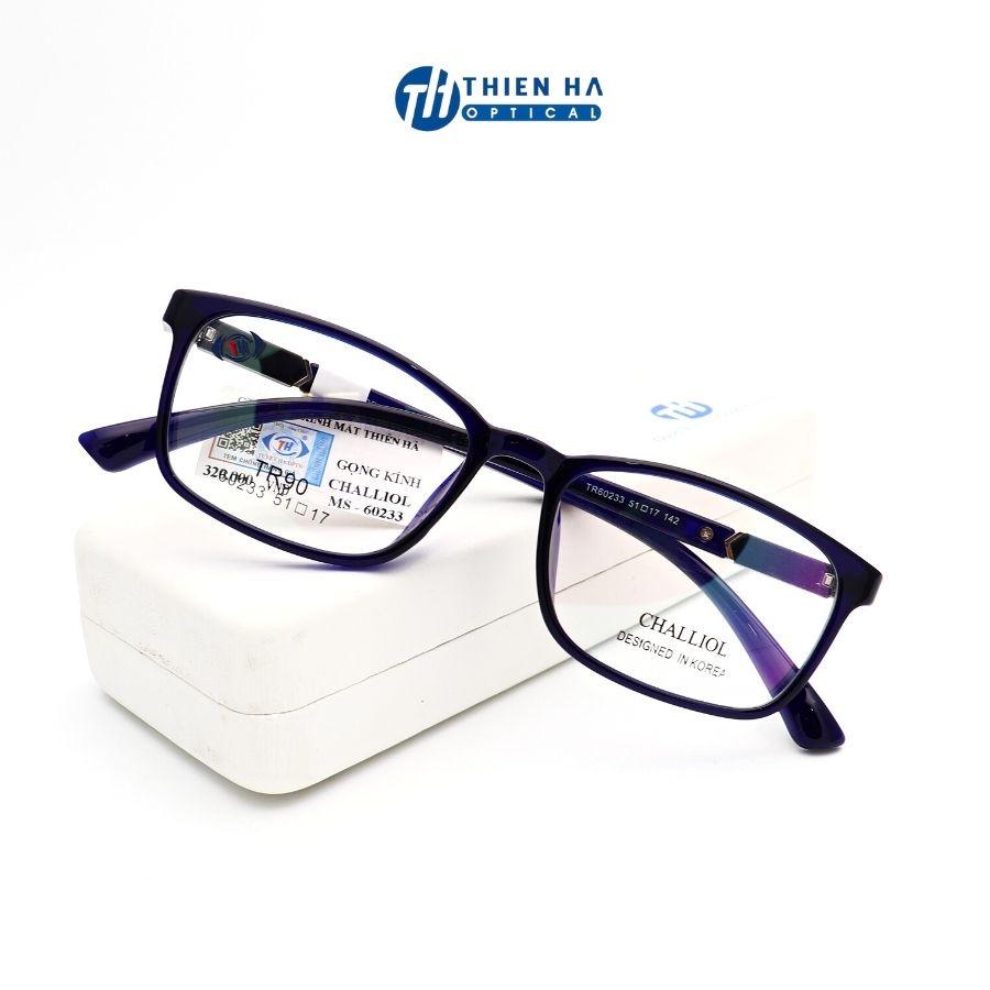 Gọng kính vuông THIÊN HÀ OPTICAL dáng vuông nhựa dẻo chắc chắn unisex phù hợp với cả độ cận cao, form nhỏ vừa TH60233