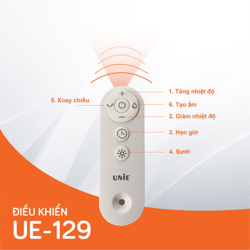 Máy Sưởi Gốm Nóng Lạnh Đa Năng Tiêu Chuẩn Đức 10 Độ Tới 35 Độ UNIE UE-129 Cảm Ứng Và Remote Công Suất 2200W- Hàng Chính Hãng