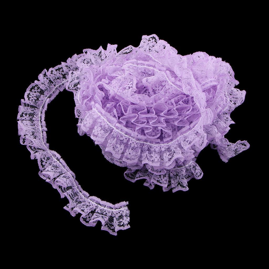 2 Pieces Various Colors Ribbon Floral Elastic Lace Trim Handcraft