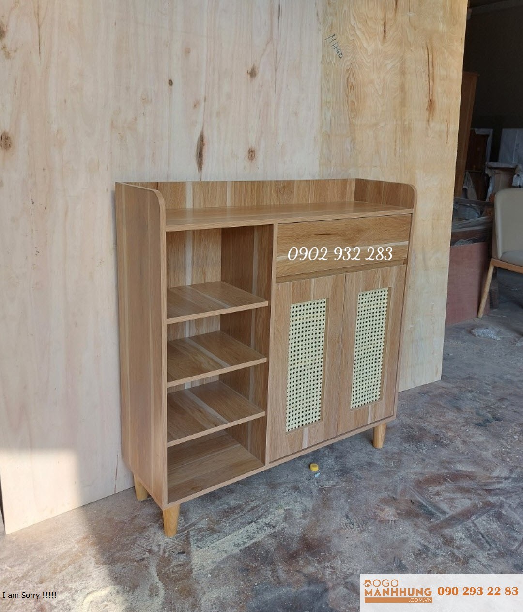 Tủ dày dép cánh mây ngang 1m - Đồ Gỗ Mạnh Hùng