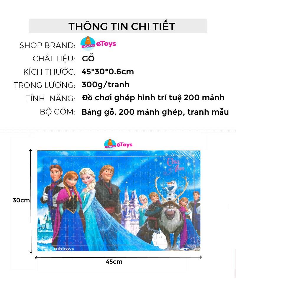 Tranh ghép hình cho bé 200 mảnh khổ A3 bằng gỗ chất lượng cao Công chúa Elsa ETOYS