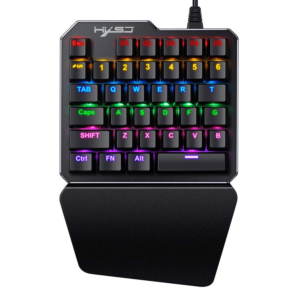 Bàn phím chơi game chuyên nghiệp một tay HXSJ J100 35 phím có dây USB thay thế cho game thủ PUBG LOL CS