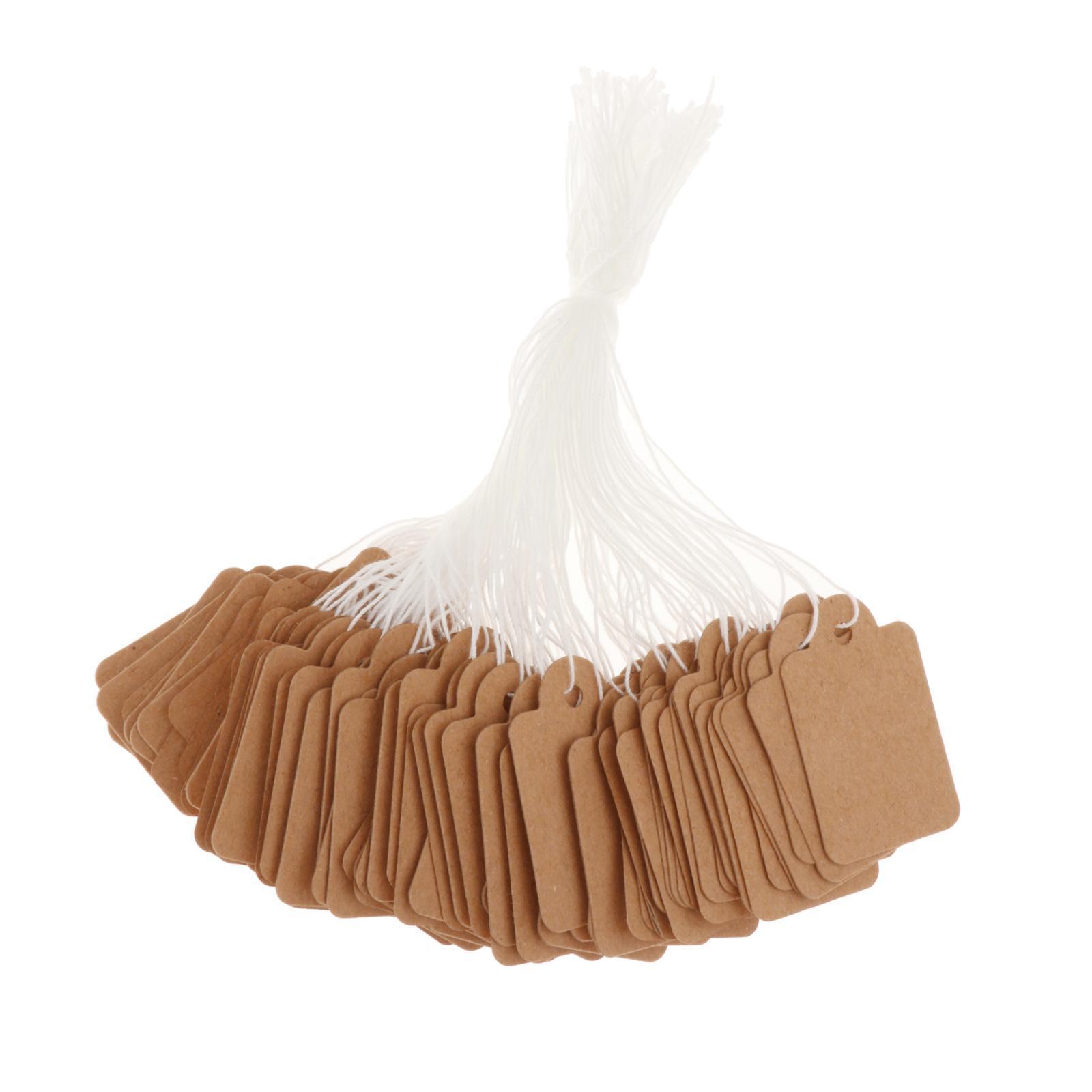 100 Pieces Paper Tags with String Attached Price Hanging Labels for Birthday