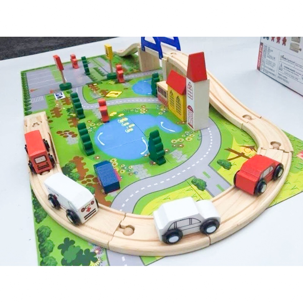 Mô hình lắp ghép giao thông bằng gỗ Đồ Chơi Trẻ Em Trí Tuệ The Toy