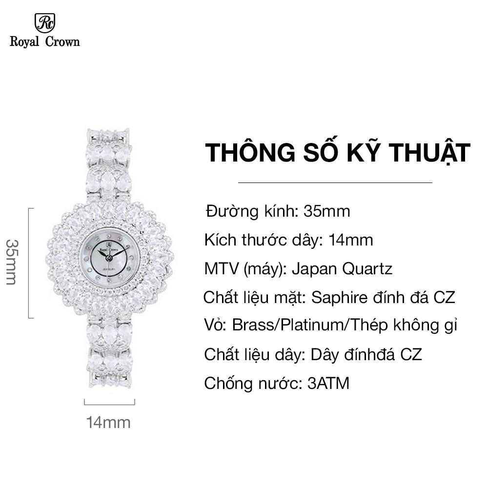Đồng Hồ Nữ Chính Hãng Dây Kim Loại Royal Crown 6804 Chống Nước Chống Xước