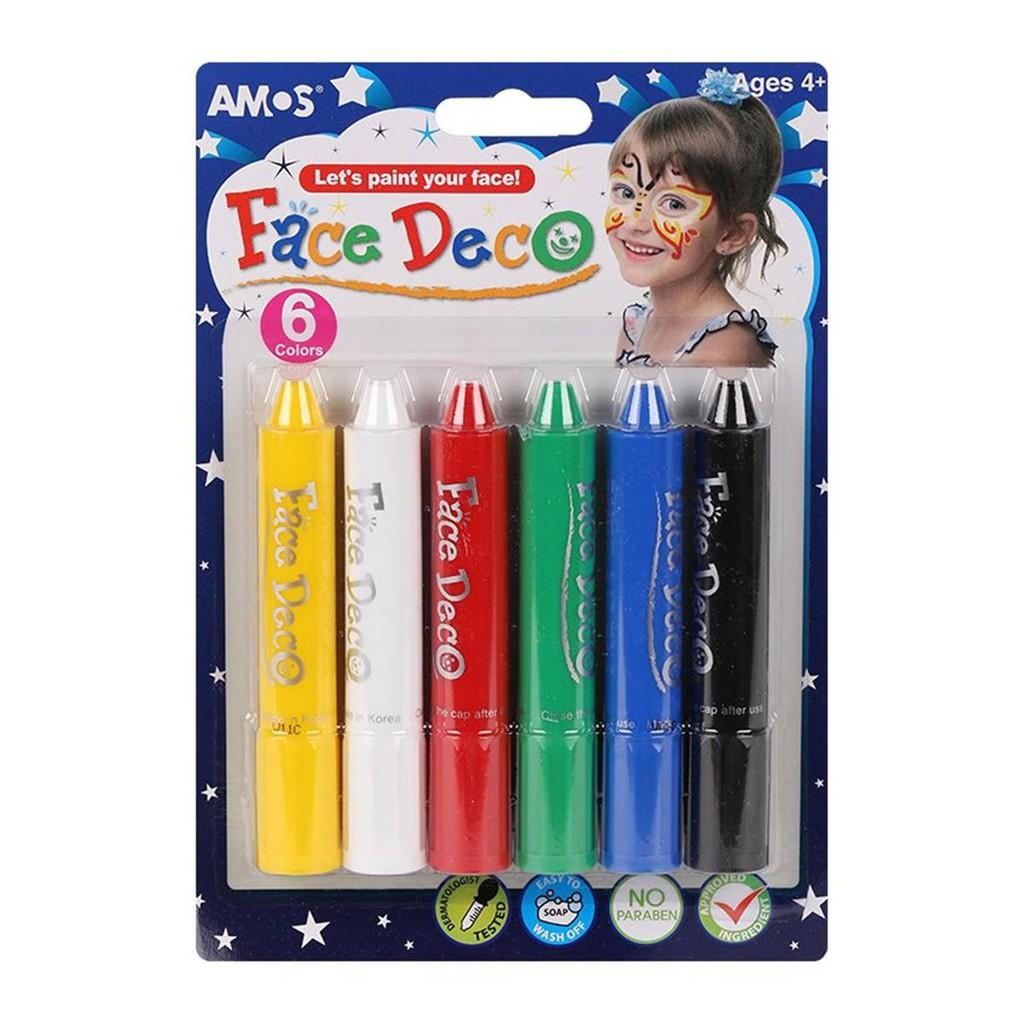 Combo 7vỉ Bút vẽ mặt Amos Face Deco - Vỉ 6 màu
