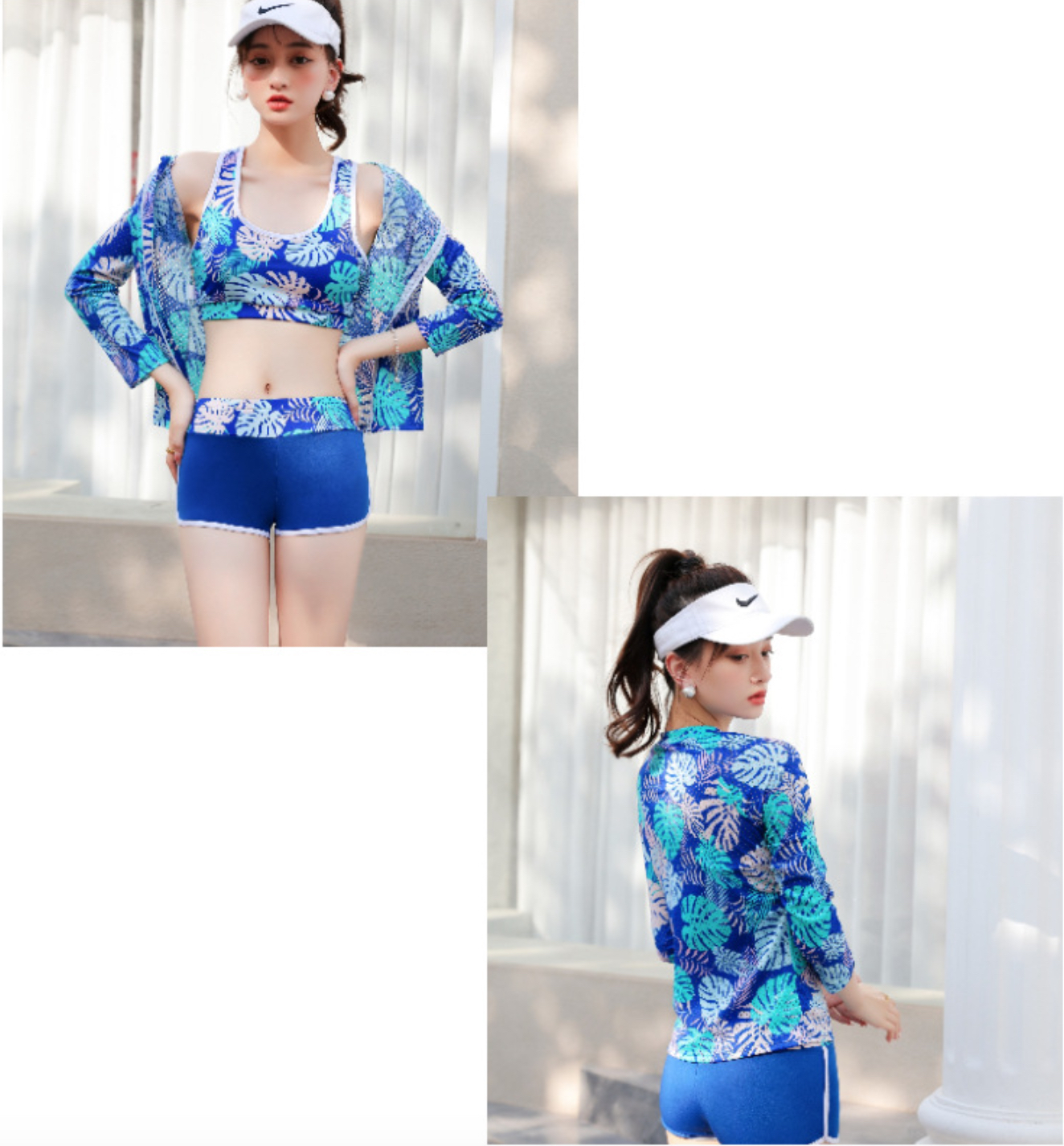 Bộ đồ bơi bikini nữ kín đáo quần short áo tay dài đi tắm biển, tập yoga, tập gym - B.32
