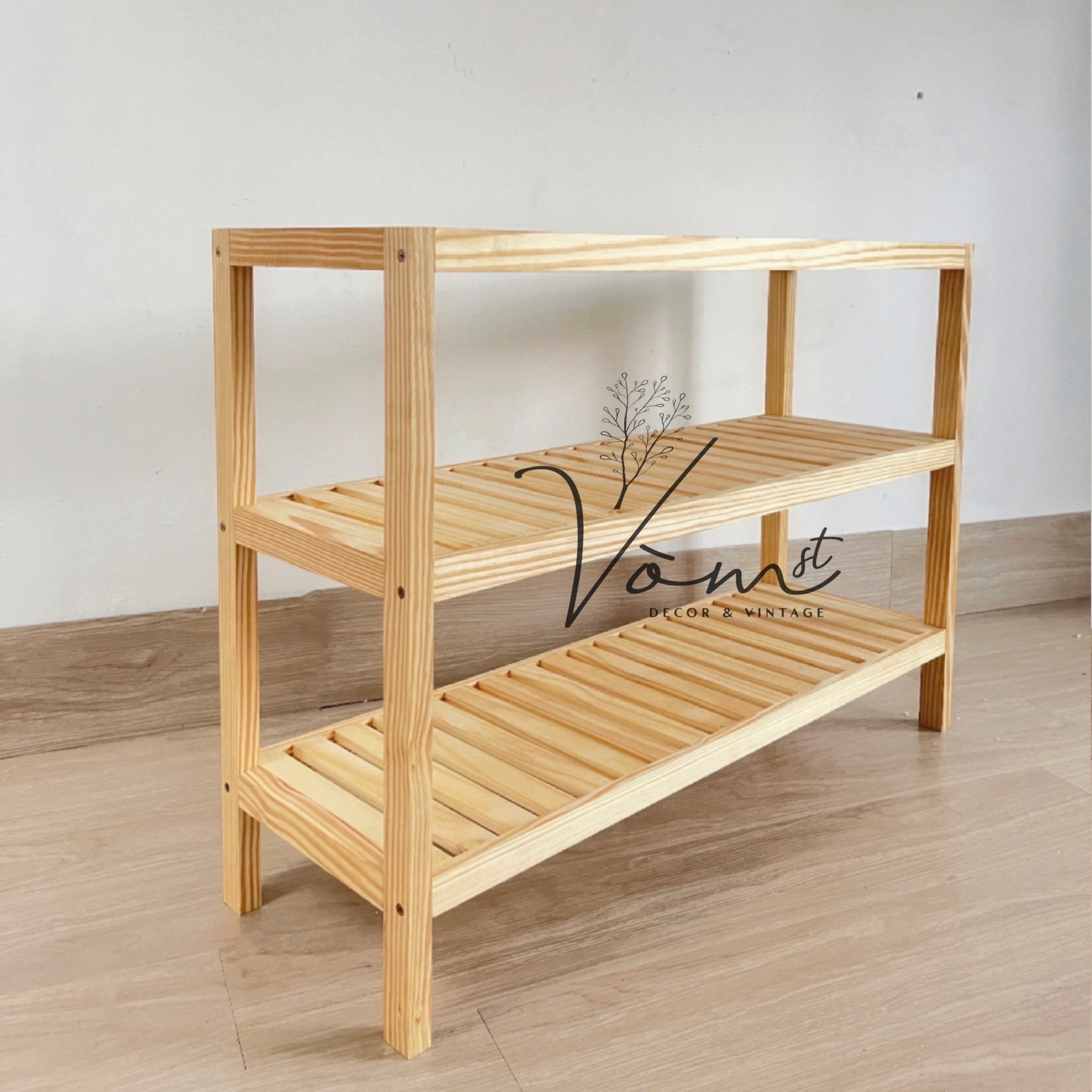 [KG011] KỆ ĐỂ GIÀY GỖ THÔNG NHẬP KHẨU 3 TẦNG - KÍCH THƯỚC 80CM