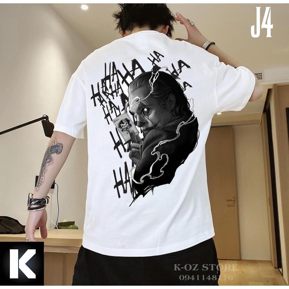 ÁO THUN UNISEX COTTON JOKER HAHA LÁ BÀI TRẮNG ĐEN