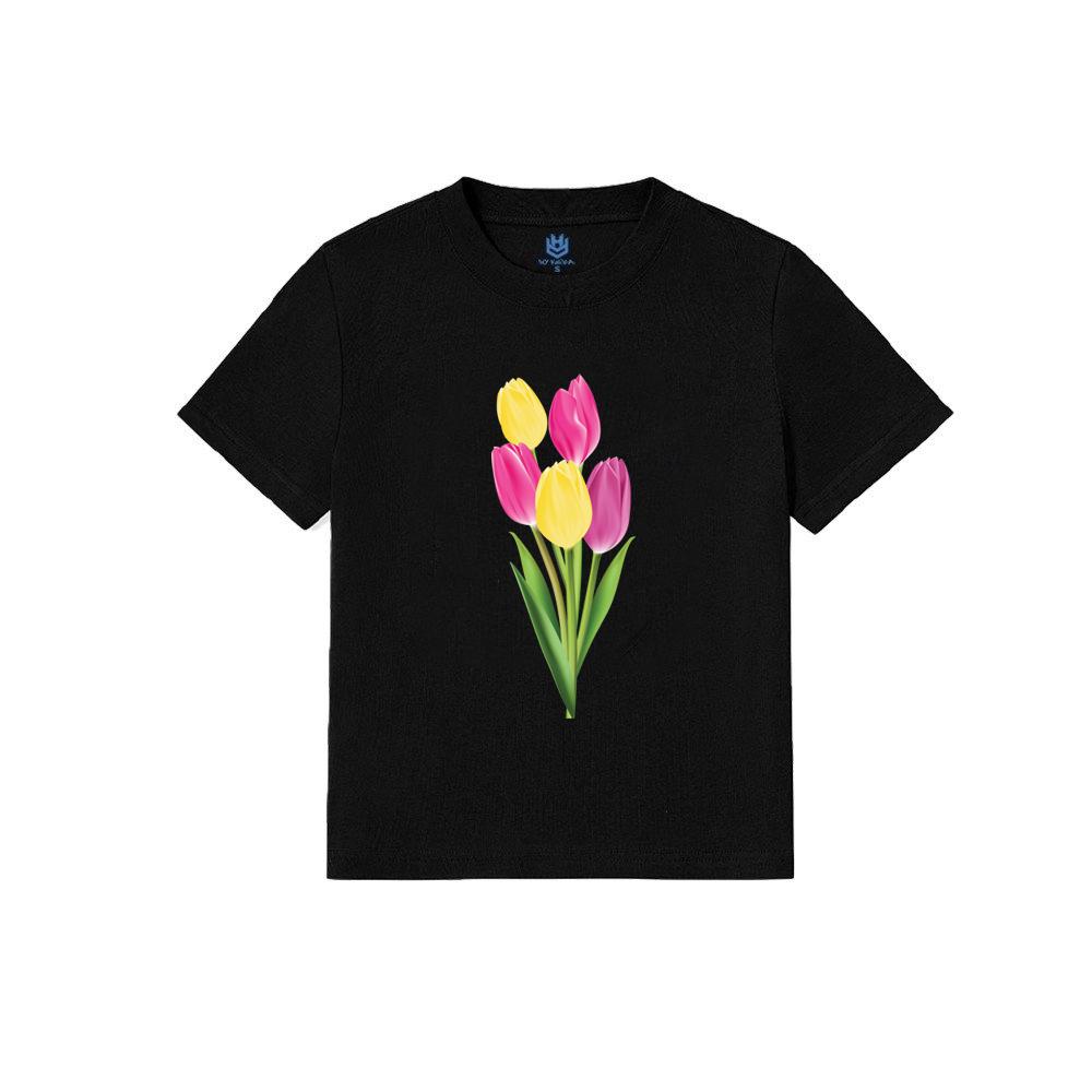 Áo thun Baby Tee hoa tulip đỏ hoa tulip vàng áo hoa tulip thanh lịch BND215