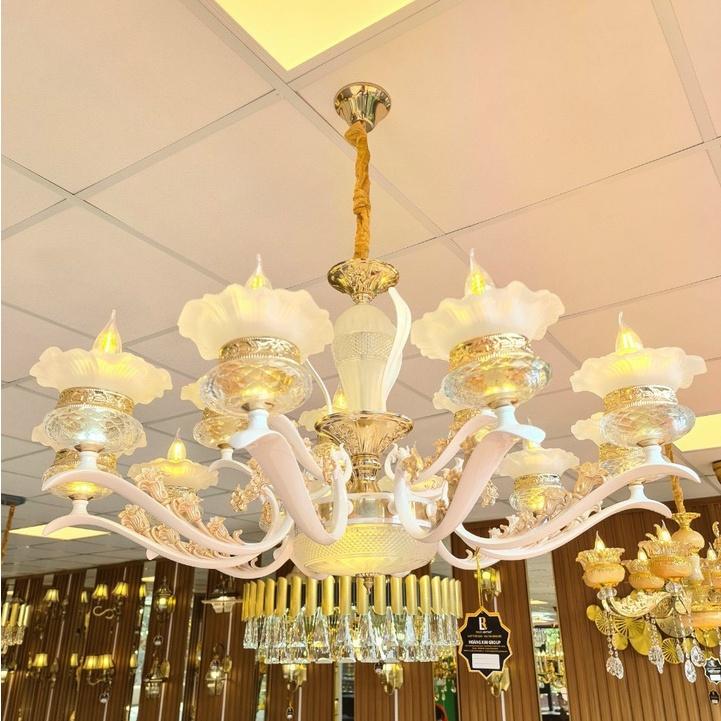 Đèn chùm KONE pha lê 15 tay tiết kiệm năng lượng - kèm bóng Led chuyên dụng