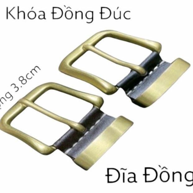 Thắt Lưng Nam - Dây Nịt Nam Da Bò Thật Cắt Nguyên Tấm Khóa Kim Đồng Đúc Nguyên Khối Bản Rộng 3.8cm - Hàng Cao Cấp