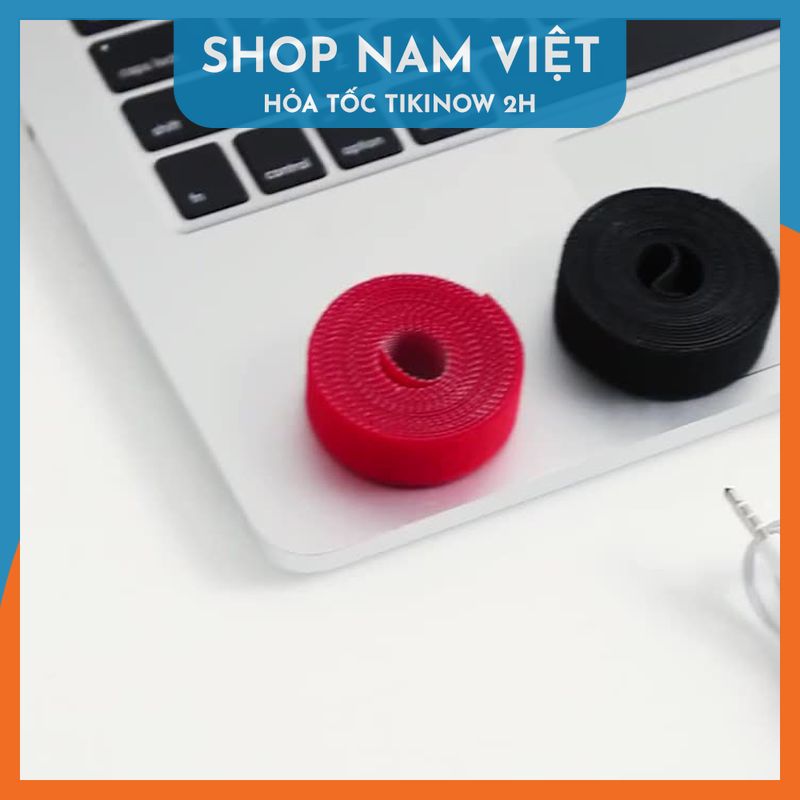 Combo 2 Cuộn Băng Gai Dính Velcro Cỡ 1,5cm - Dây Dính 2 Mặt Quấn Dây Điện, Dây Sạc, Tai Nghe Gọn Gàng - Hàng Chính Hãng NAVIVU