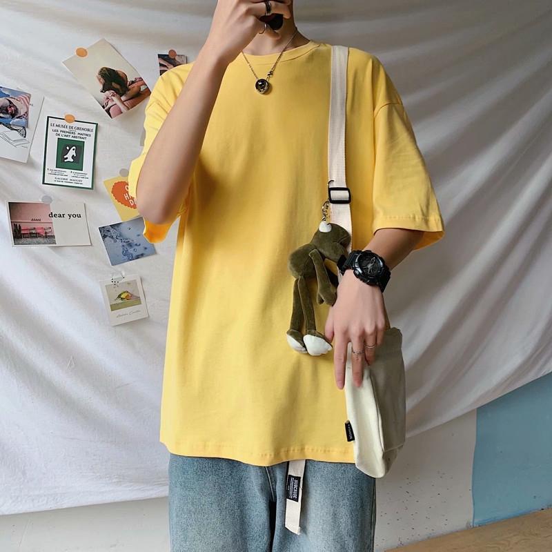 Áo Thun Ngắn Tay Form Rộng Màu Trơn Đơn Giản Dành Cho Nam