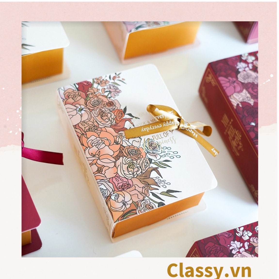 - Hộp giấy đựng quà tặng gắn ruy băng Happy Every, đựng son môi, nước hoa, sô cô la vv..