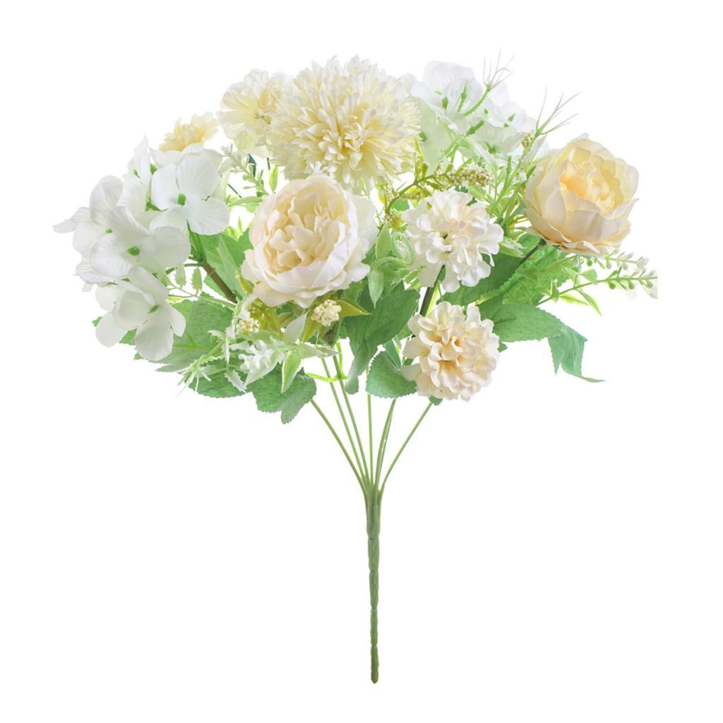 4 Pieces 7 Head Artificial Silk Peony Hand Flower Bouquet for Garden Wedding