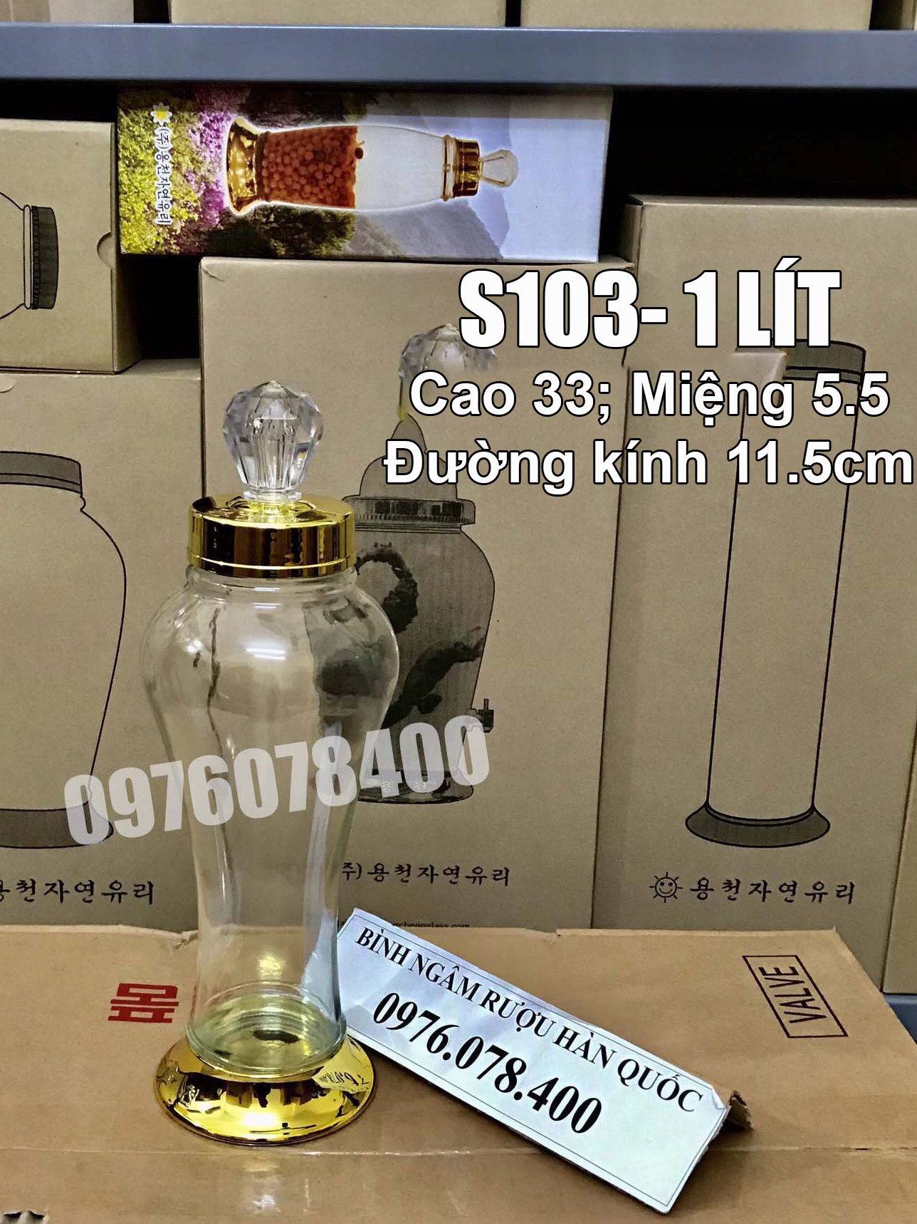 Bình thủy tinh ngâm sâm Hàn Quốc 1 lít