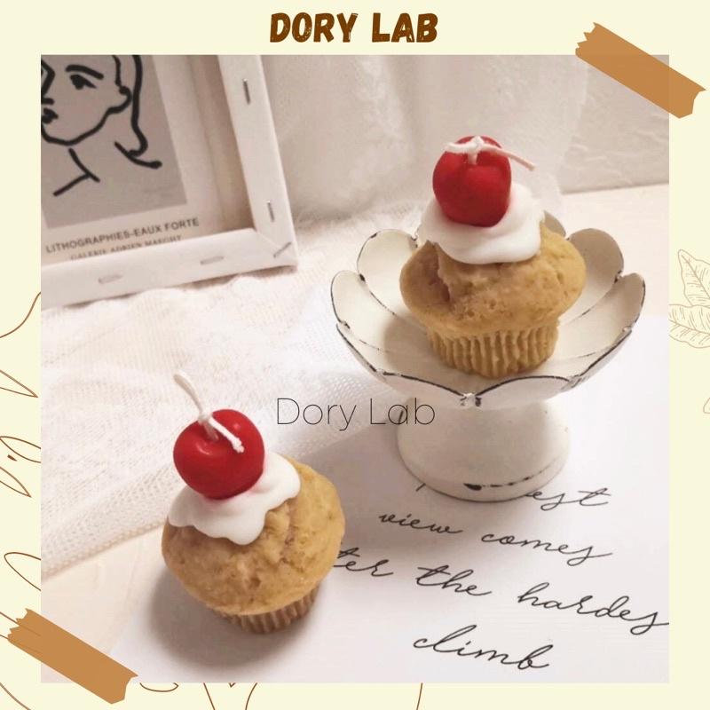 Nến Thơm Bánh Muffin Cherry Phủ Kem Không Khói, Phụ Kiện Decor - Dory Lab