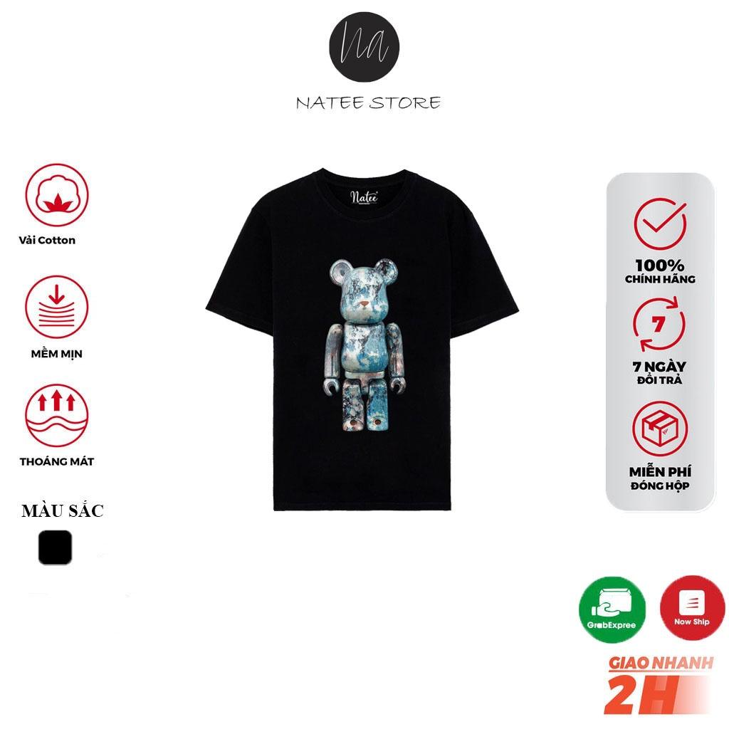Áo Thun Nam Nữ Unisex Natee BEARBRICK- Áo Thun Cotton Ngắn Tay Mềm Mịn, Thoáng Mát, Không Nhăn, Không Xù