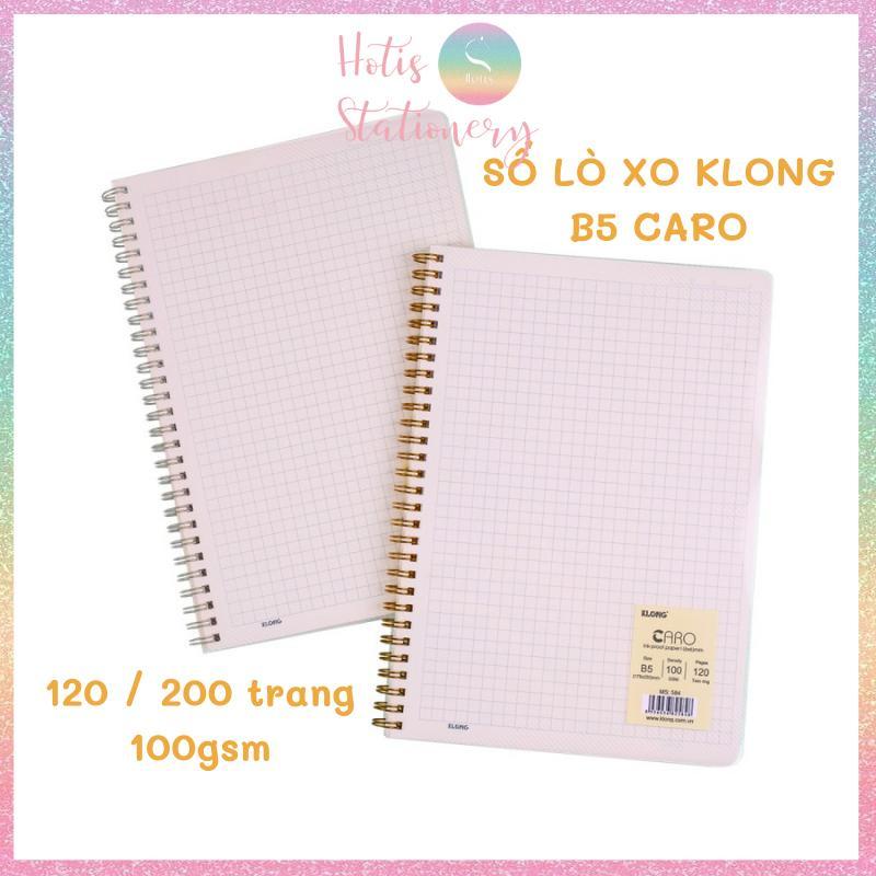 Sổ lò xo kép Klong B5 caro (6x6)mm bìa nhựa trong suốt