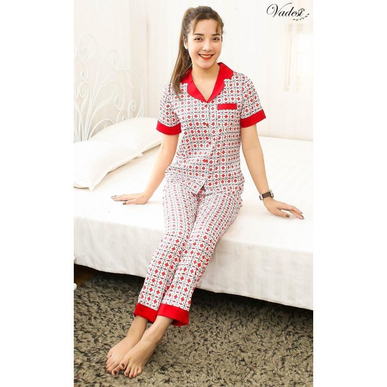 Đồ Ngủ Bộ Pijama Nữ Quần Dài Tay Ngắn Lụa Cao Cấp Mặc Nhà Đẹp Mềm Mịn Thấm Hút Thoáng Mát – VADESI