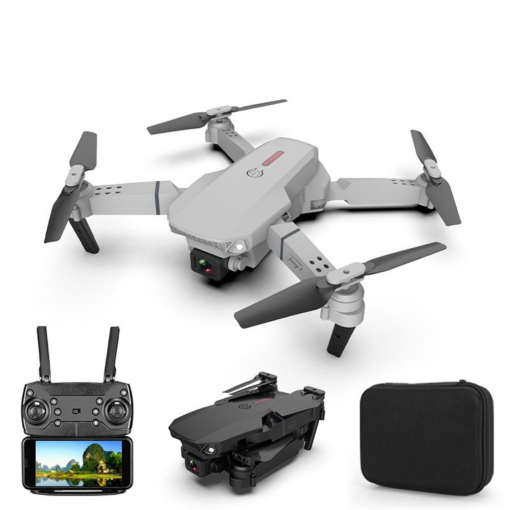 Máy bay Flycam mini 4k giá rẻ Drone E88 Pro 2 camera kép kết nối WIFI 2.4GHZ, ĐỘ PHÂN GIẢI 4K, Bay cao 100m, nhào lộn 360 độ thích làm đồ chơi cho bé Tặng túi đựng chống sốc - Hàng chính hãng