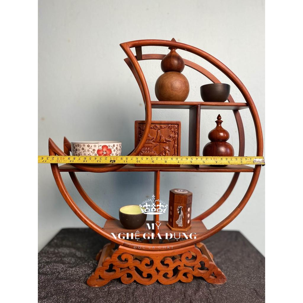 Kệ mini gia dụng gỗ gõ hình trăng khuyết