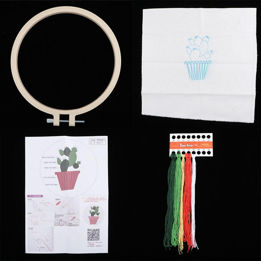 Embroidery Starter Kit with Pattern, 15cm Embroidery Hoop, Threads Style 1