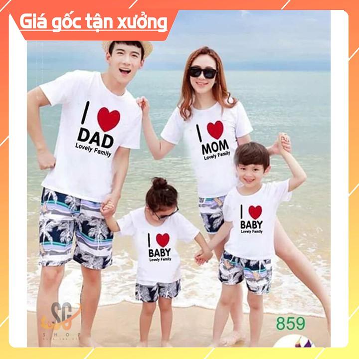 Đồng phục gia đình Áo thun gia đình 3/4/5 người giá rẻ - Màu trắng GD859T | SGSHOP