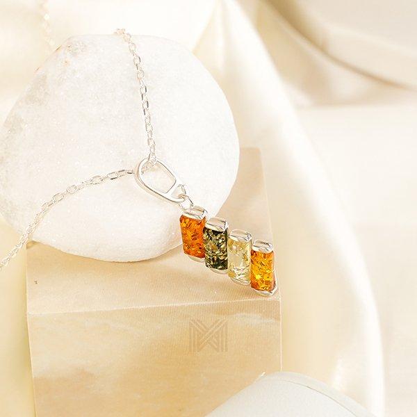 Dây chuyền Bạc 925 đính Đá Hổ Phách Multifaceted Millenne Paris MLNE2018BA