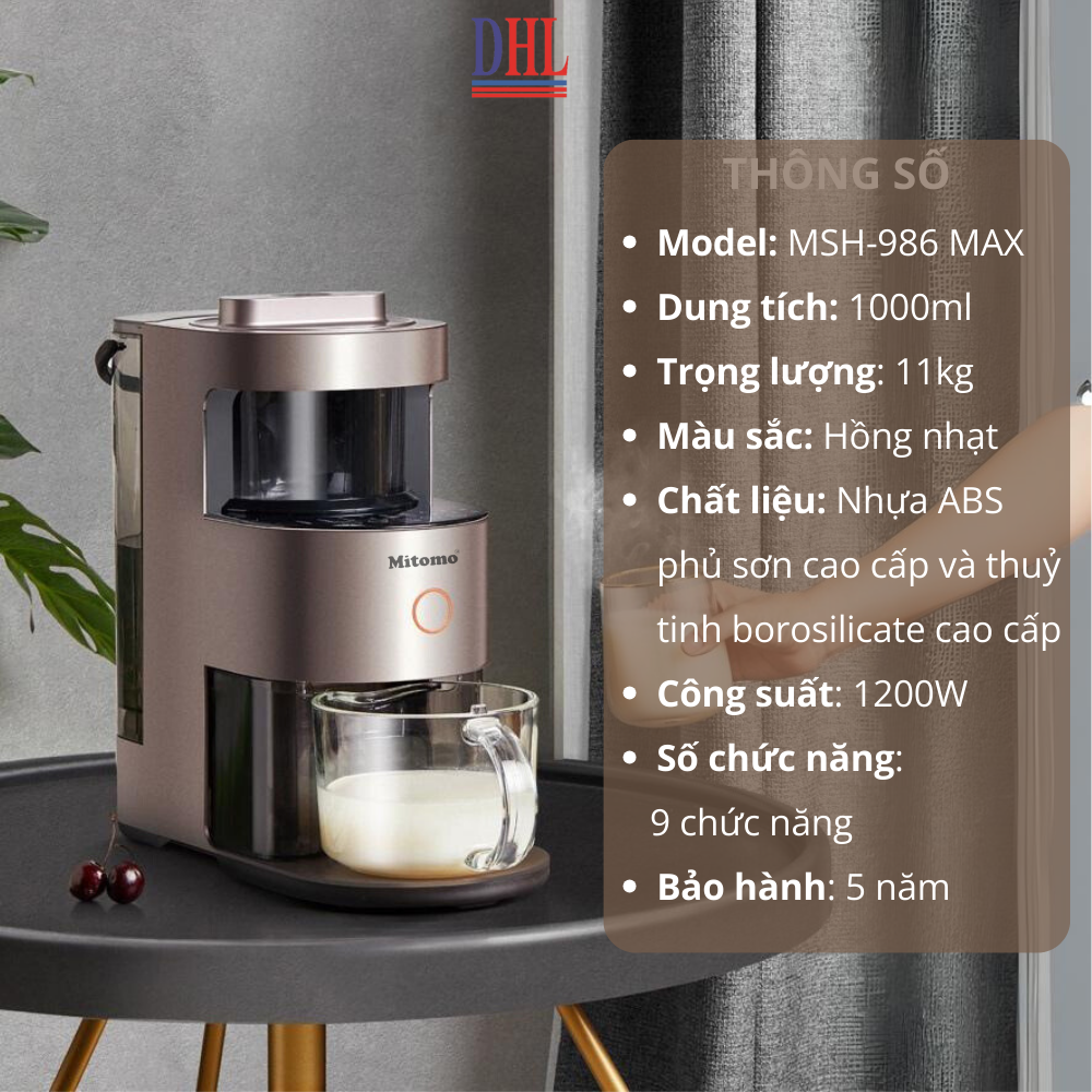 Hình ảnh Máy xay sữa hạt sữa đậu nành, xay nấu đa năng Mitomo MSH-986 MAX - BH 5 năm hàng chính hãng