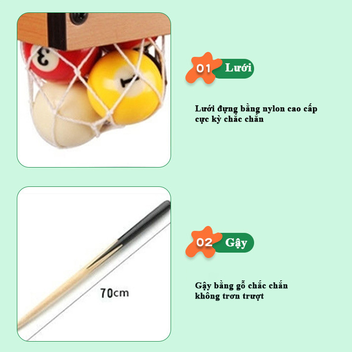 Đồ chơi bàn bida cỡ lớn chân cao 69x37x65cm cho ngươi lớn và trẻ nhỏ giúp gắn kế gia đình và bạn bè