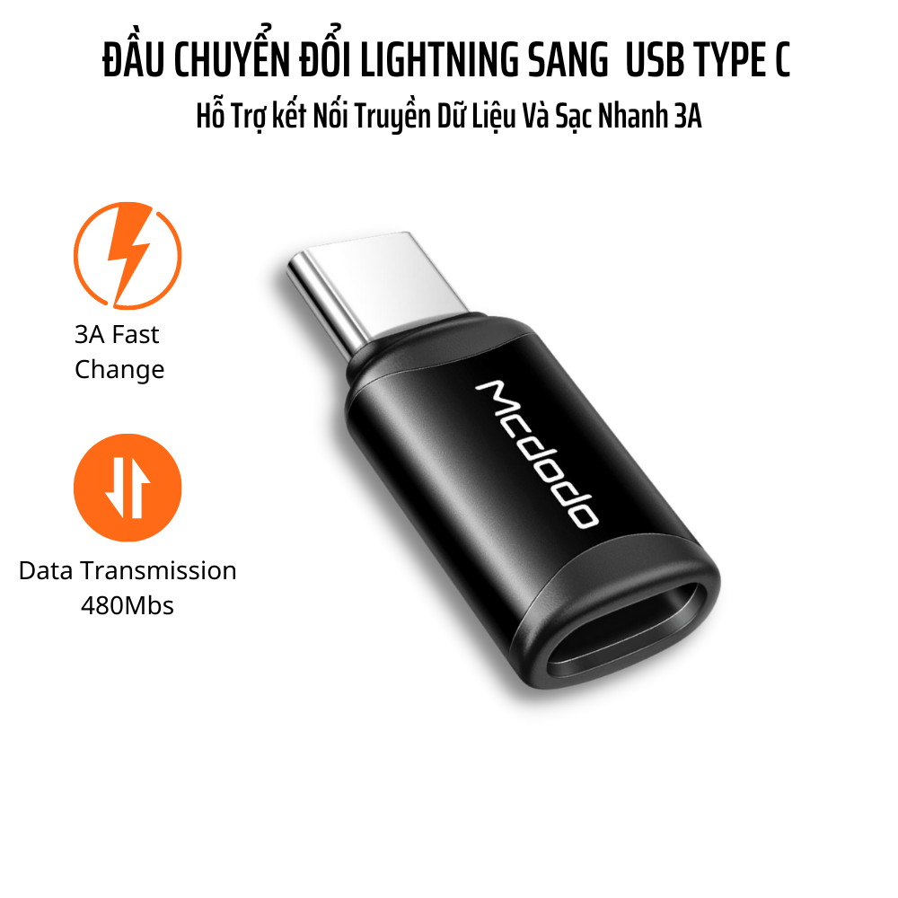 Đầu Chuyển Đổi Lightning Sang USB Type C Mcdodo OT-7700 - Hàng Chính Hãng