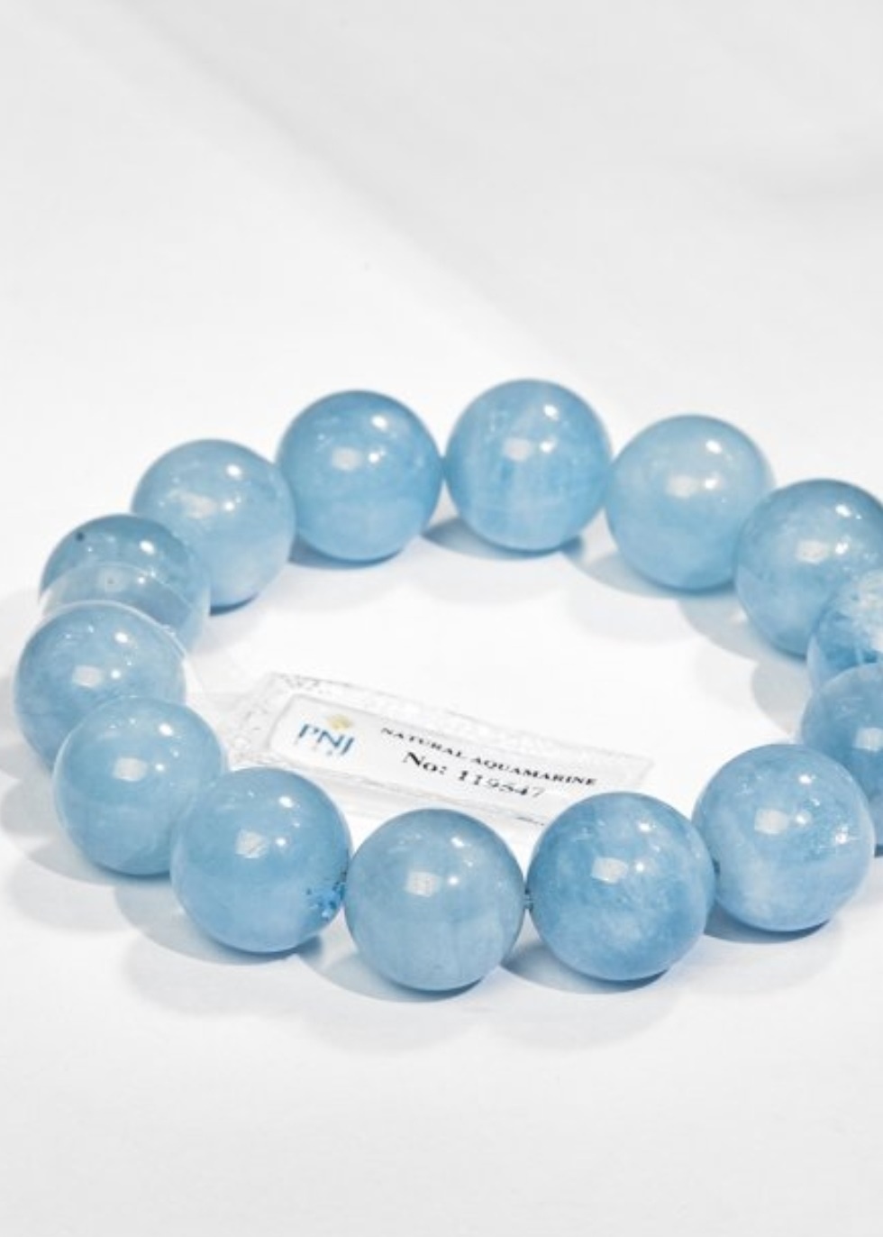 Gembank Vòng Tay Đá Aquamarine 13MM Kèm Giấy Kiểm Định