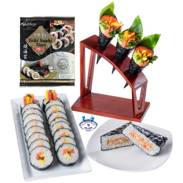 Rong biển Cuộn cơm Yaki Sushi Nori 20G - Combo 02 Gói - Sushi Temaki hải sản hình nón