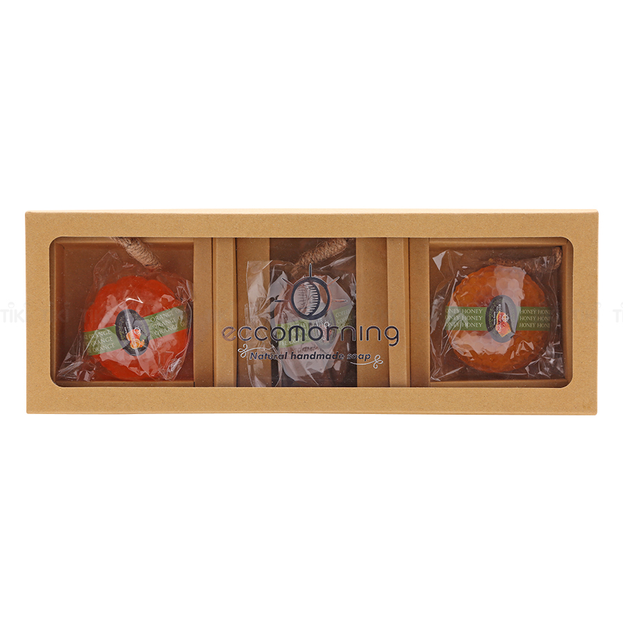 Combo 3 Xà Bông Thiên Nhiên Handmade ECCOMORNING Hình Trái Cây - Hương Cam, Cà Phê, Mật Ong
