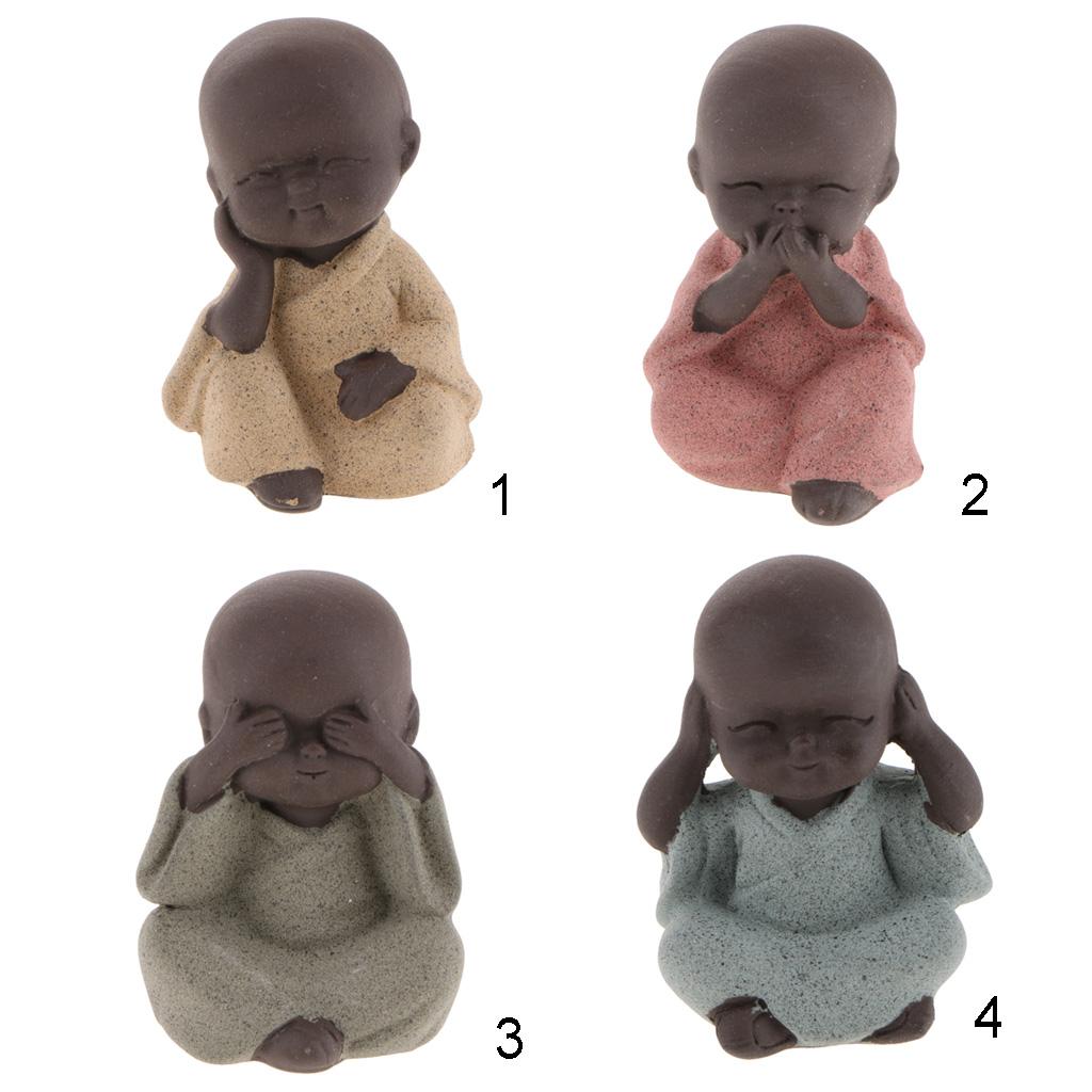 Ceramic Small Buddha Statue Small Monk Figurine Tea Pet Decorative Ornaments