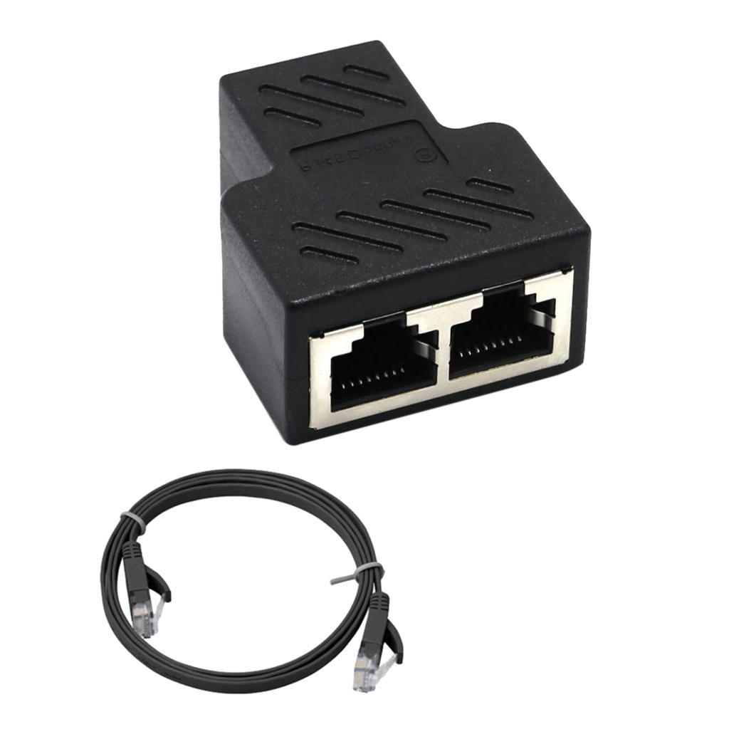 Splitter Adapter 1 to 2 Ways Dual Female Port  LAN Ethernet Cable
