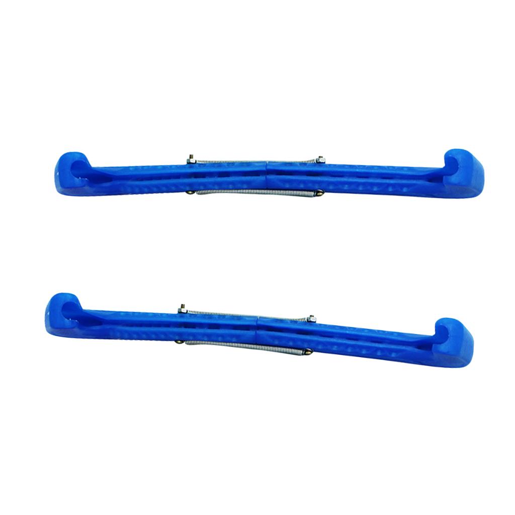 1 Pair Blue Plastic Ice Hockey Skate Skating Blade Covers Adjustable