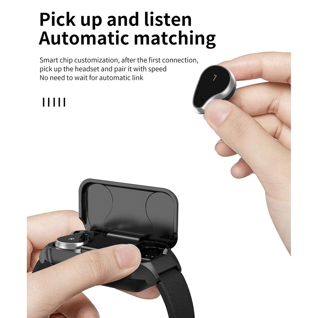 Wireless Headset TWS In-ear Bluetooth Earphone Sport Mini Smart Watch Wristband